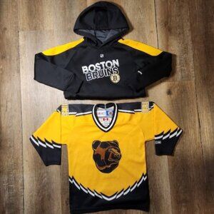 🐻NHL BUNDLE!🖤💛Boston Bruins RARE! Pooh Bear Jersey + NHL Hoodie Kid's-S(7-8)